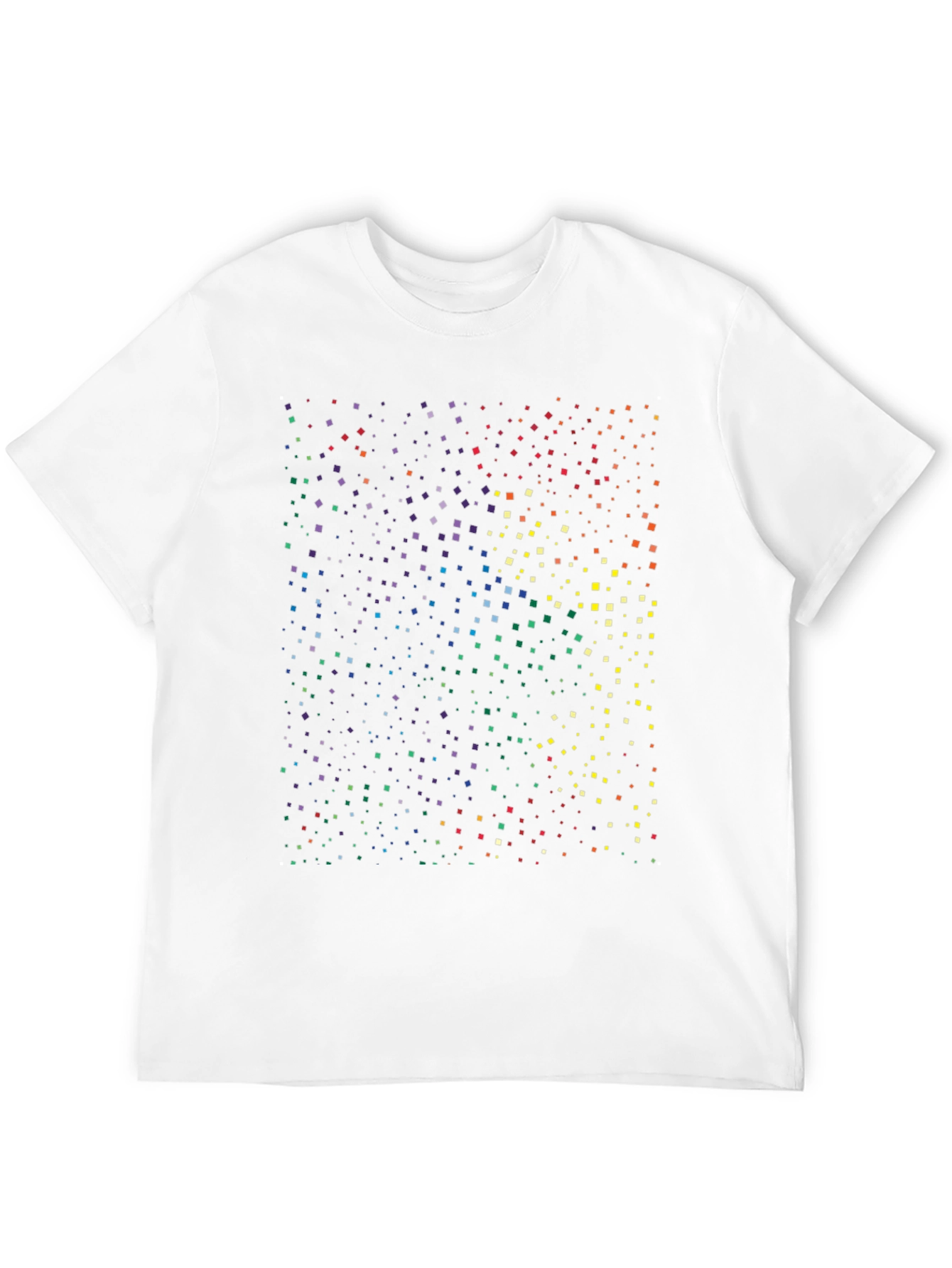 Rainbow Pixel Square Print Black T-Shirt