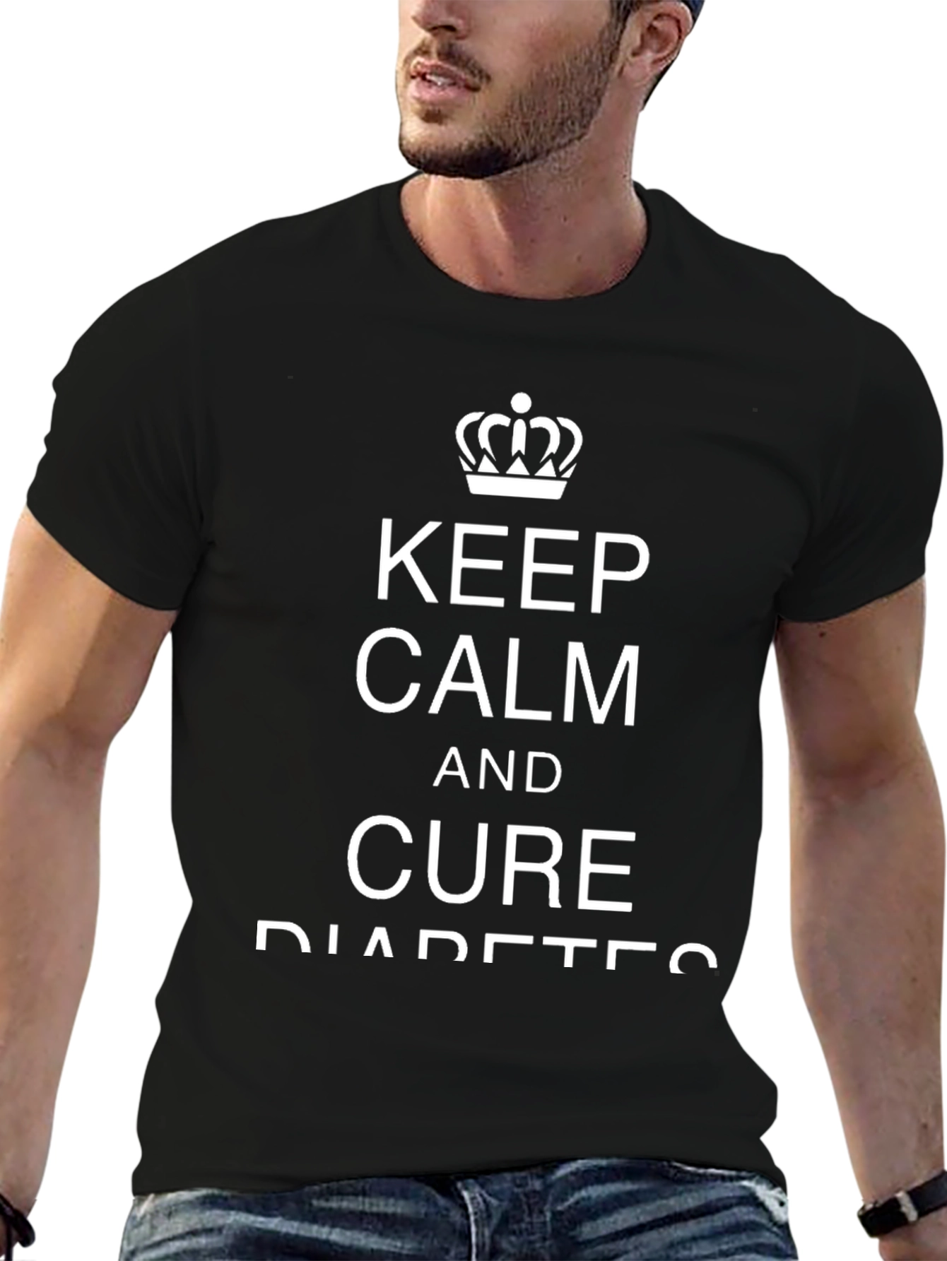 Keep Calm and Cure Diabetes Black T-Shirt
