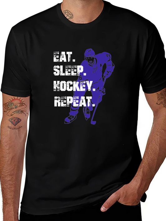 Eat Sleep Hockey Repeat Graphic Tee