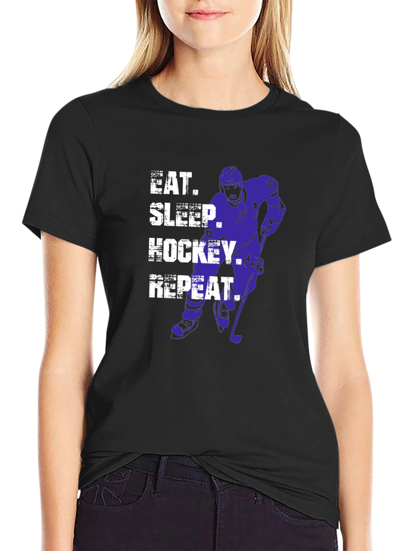 Eat Sleep Hockey Repeat Graphic Tee