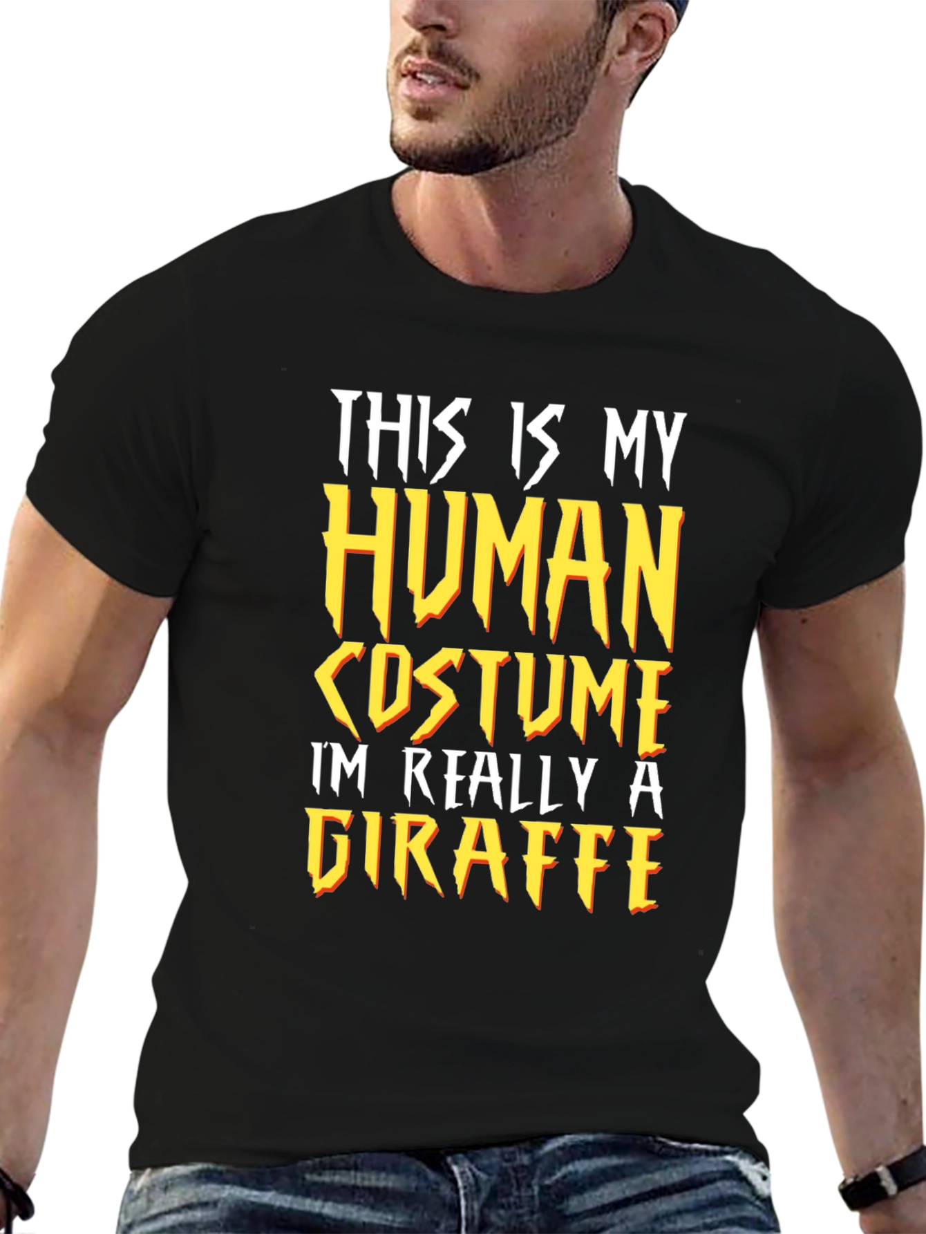 Human Costume Giraffe T-Shirt - Funny Halloween Tee