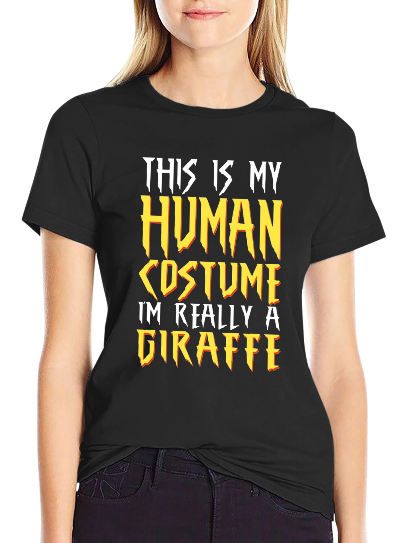 Human Costume Giraffe T-Shirt - Funny Halloween Tee