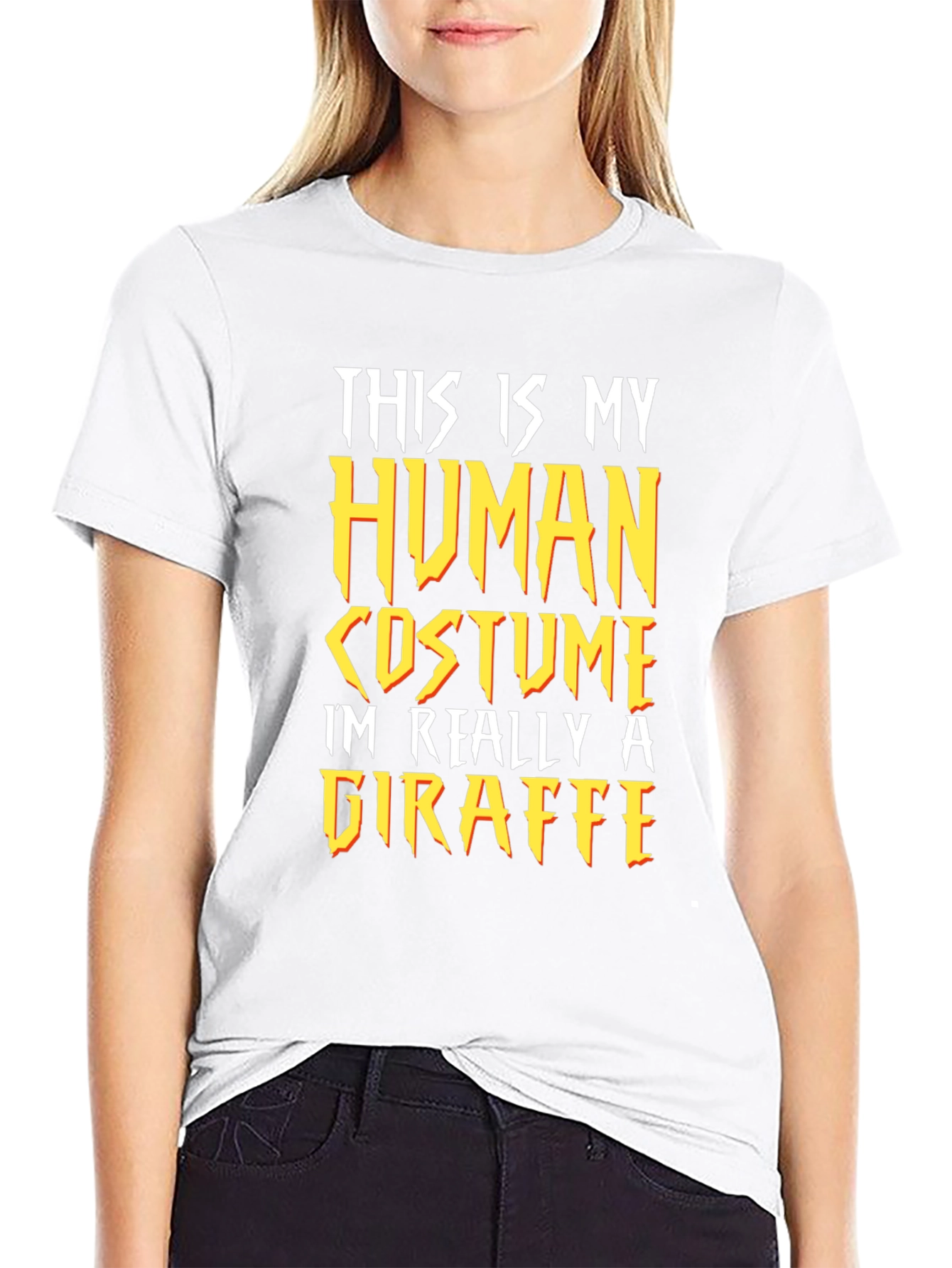 Human Costume Giraffe T-Shirt - Funny Halloween Tee