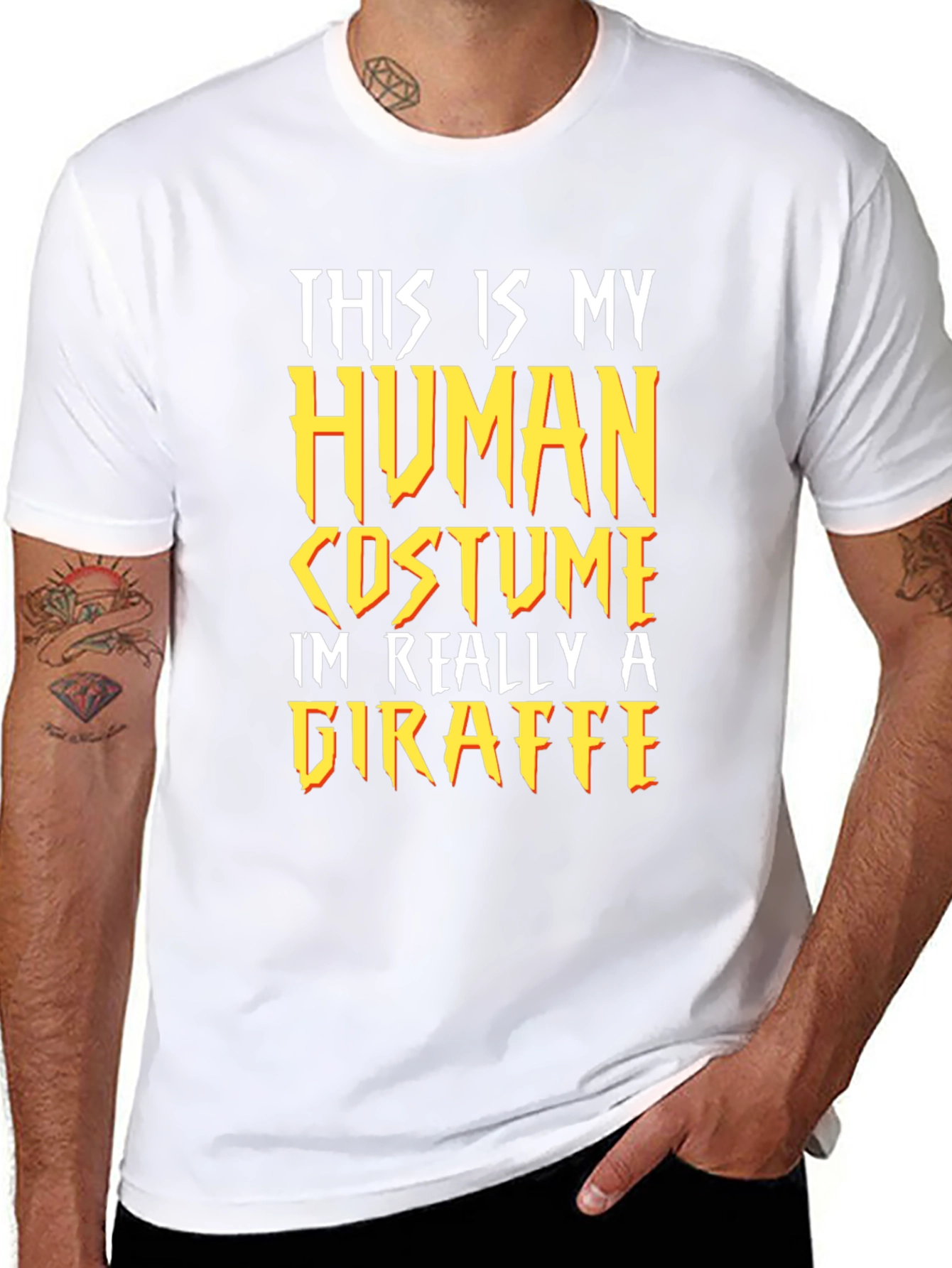Human Costume Giraffe T-Shirt - Funny Halloween Tee