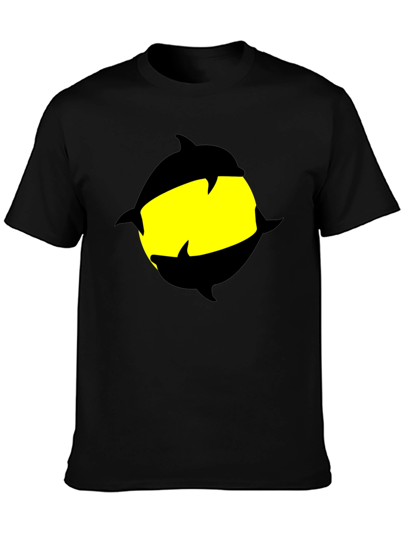 Dolphin Circle Graphic Black T-Shirt