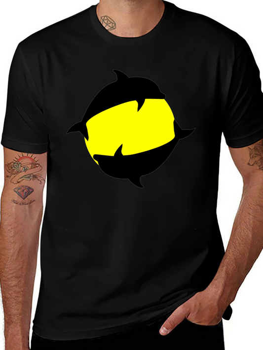 Dolphin Circle Graphic Black T-Shirt