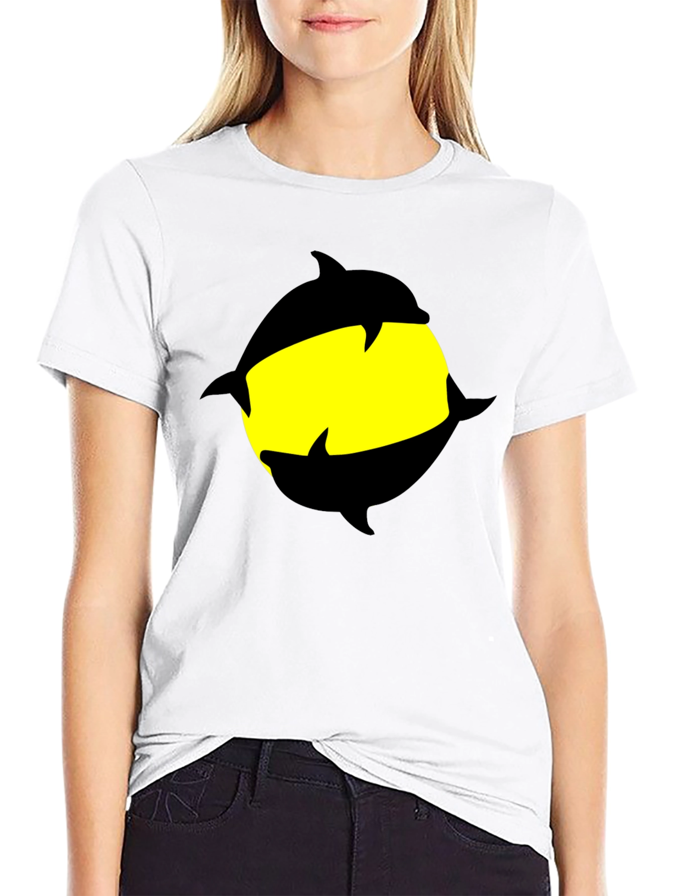 Dolphin Circle Graphic Black T-Shirt