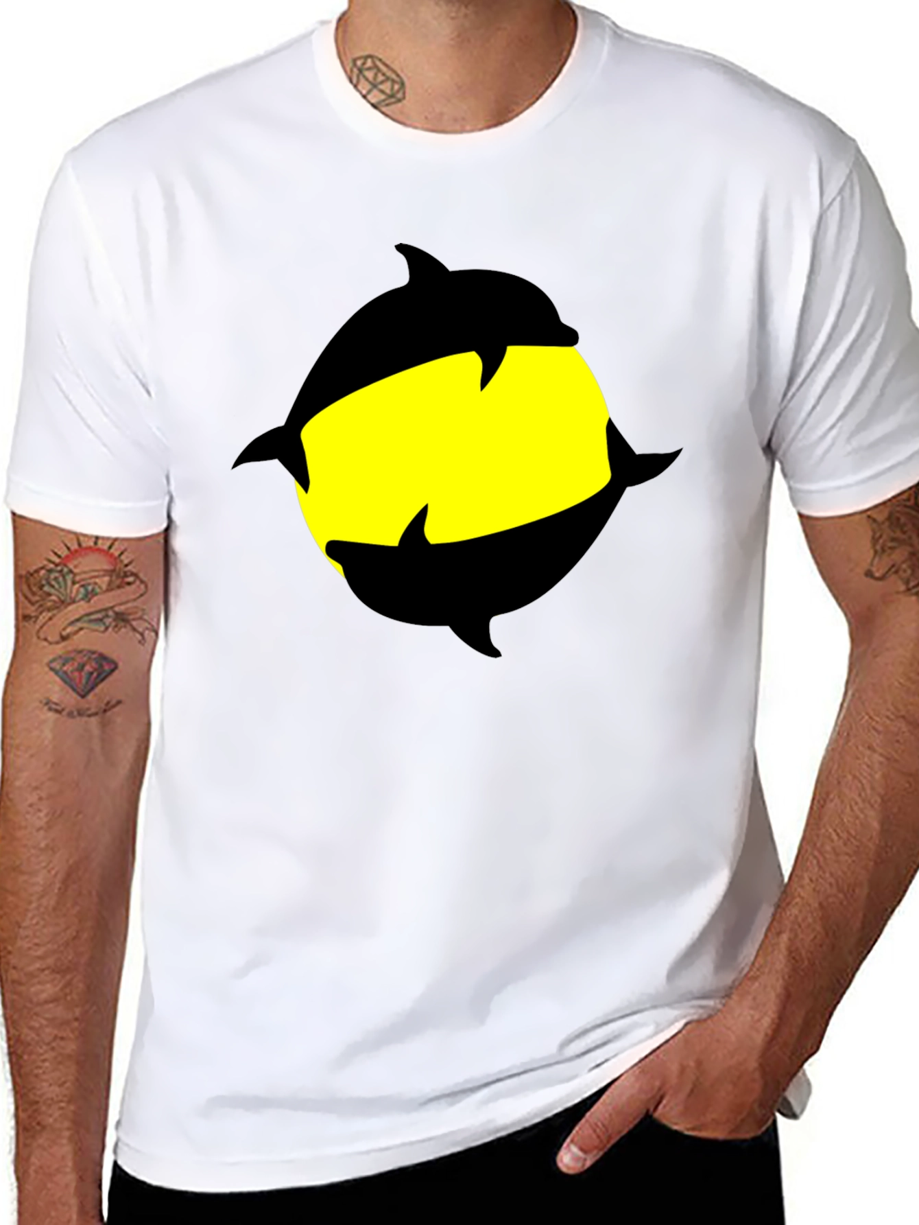 Dolphin Circle Graphic Black T-Shirt