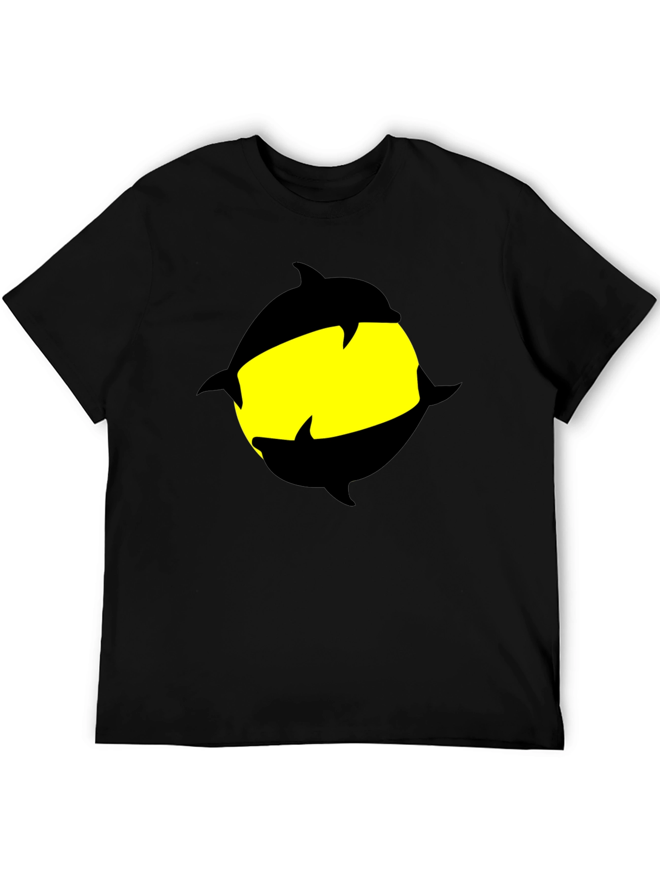 Dolphin Circle Graphic Black T-Shirt
