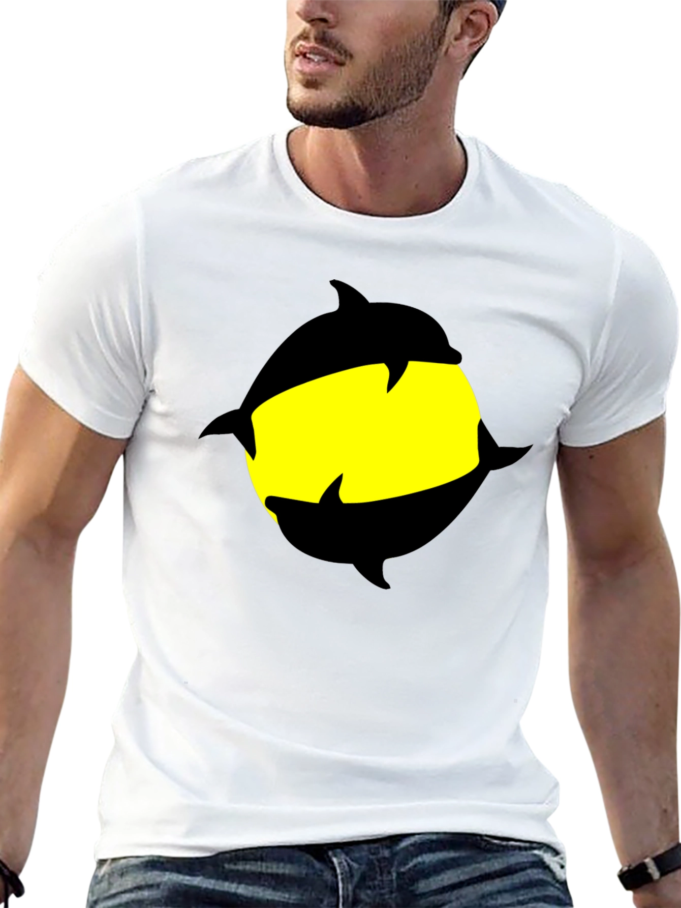Dolphin Circle Graphic Black T-Shirt