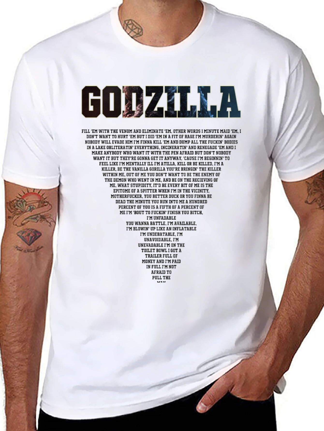 Godzilla Lyric T-Shirt - Eminem Rap Song Tee