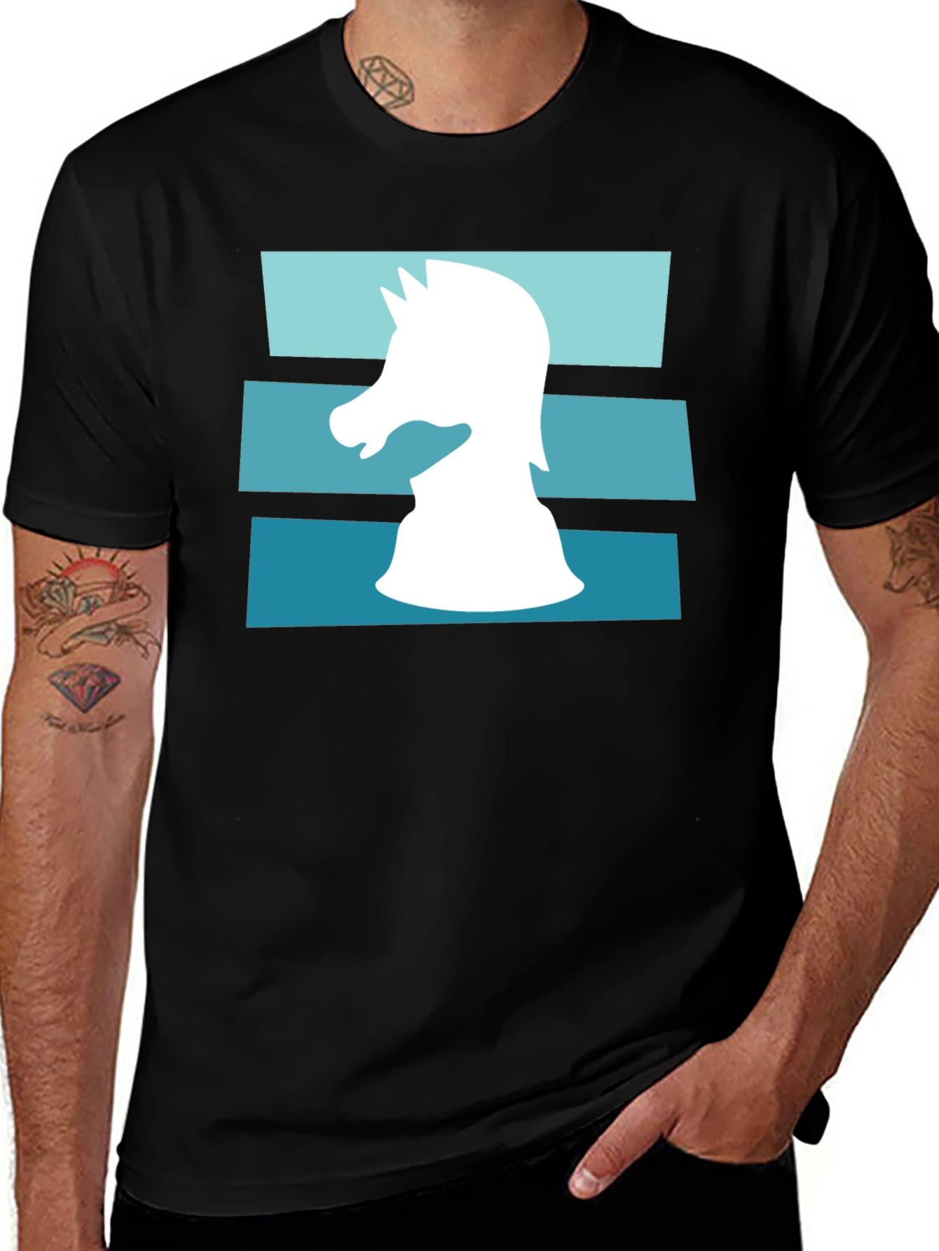 Chess Knight Graphic Tee - Mens Black T-Shirt