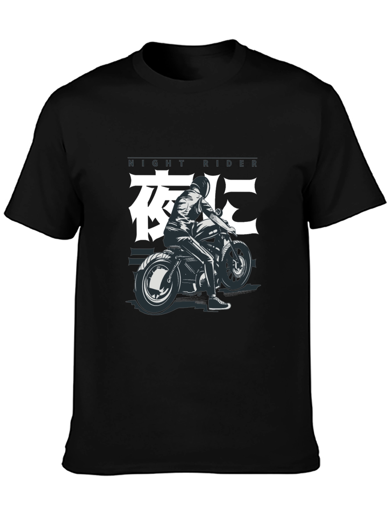 Night Rider Graphic Tee - Black Motorcycle T-Shirt