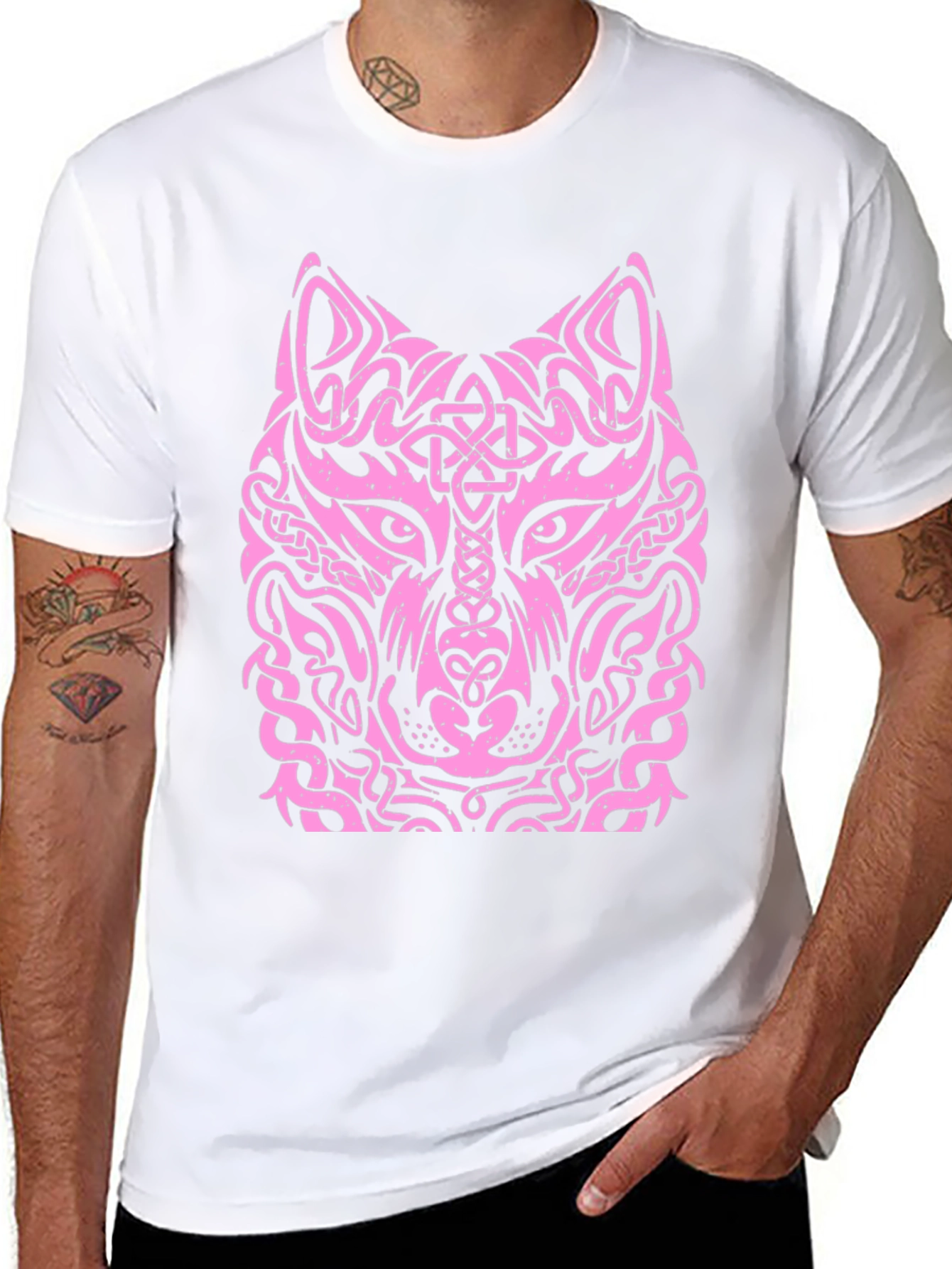 Wolf Head Graphic Tee - Unique Tribal Design