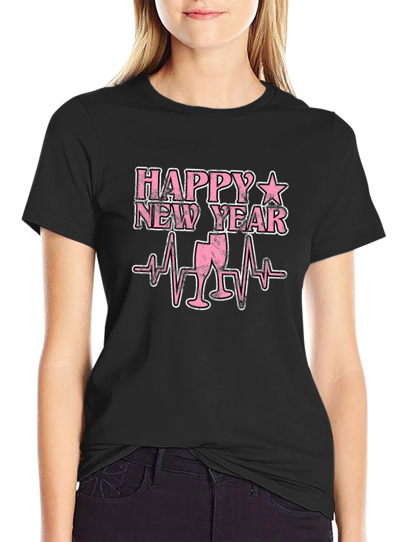 Happy New Year T-Shirt - Heartbeat Champagne