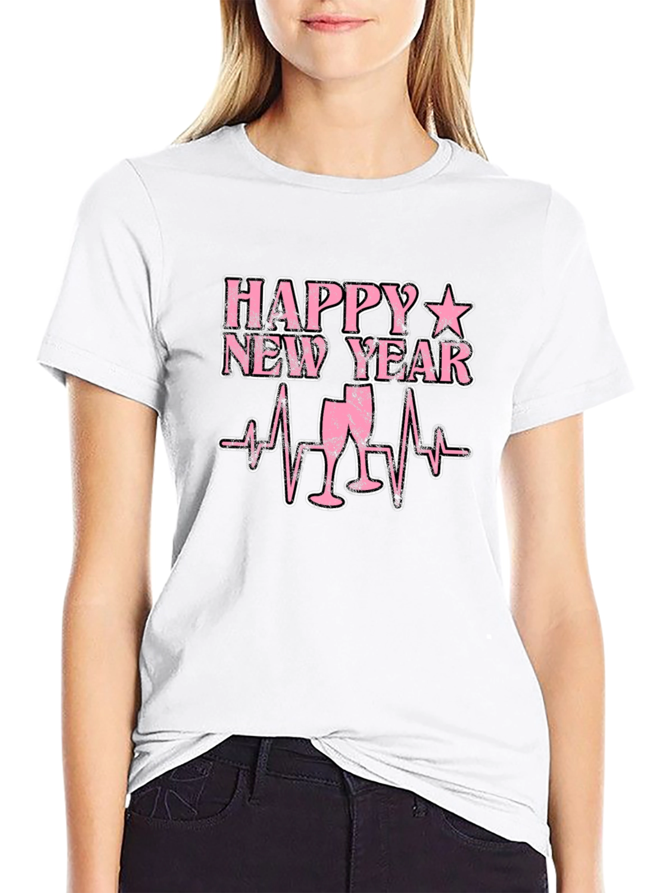 Happy New Year T-Shirt - Heartbeat Champagne