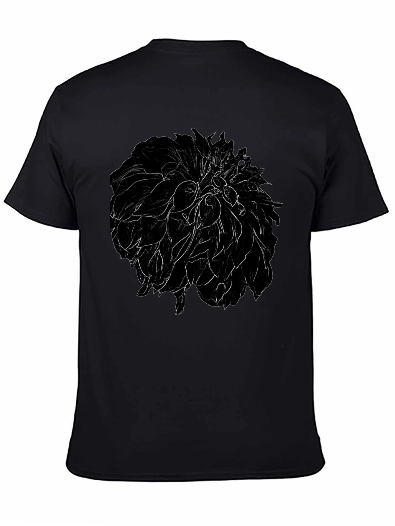 Floral Sketch Mens Black T-Shirt