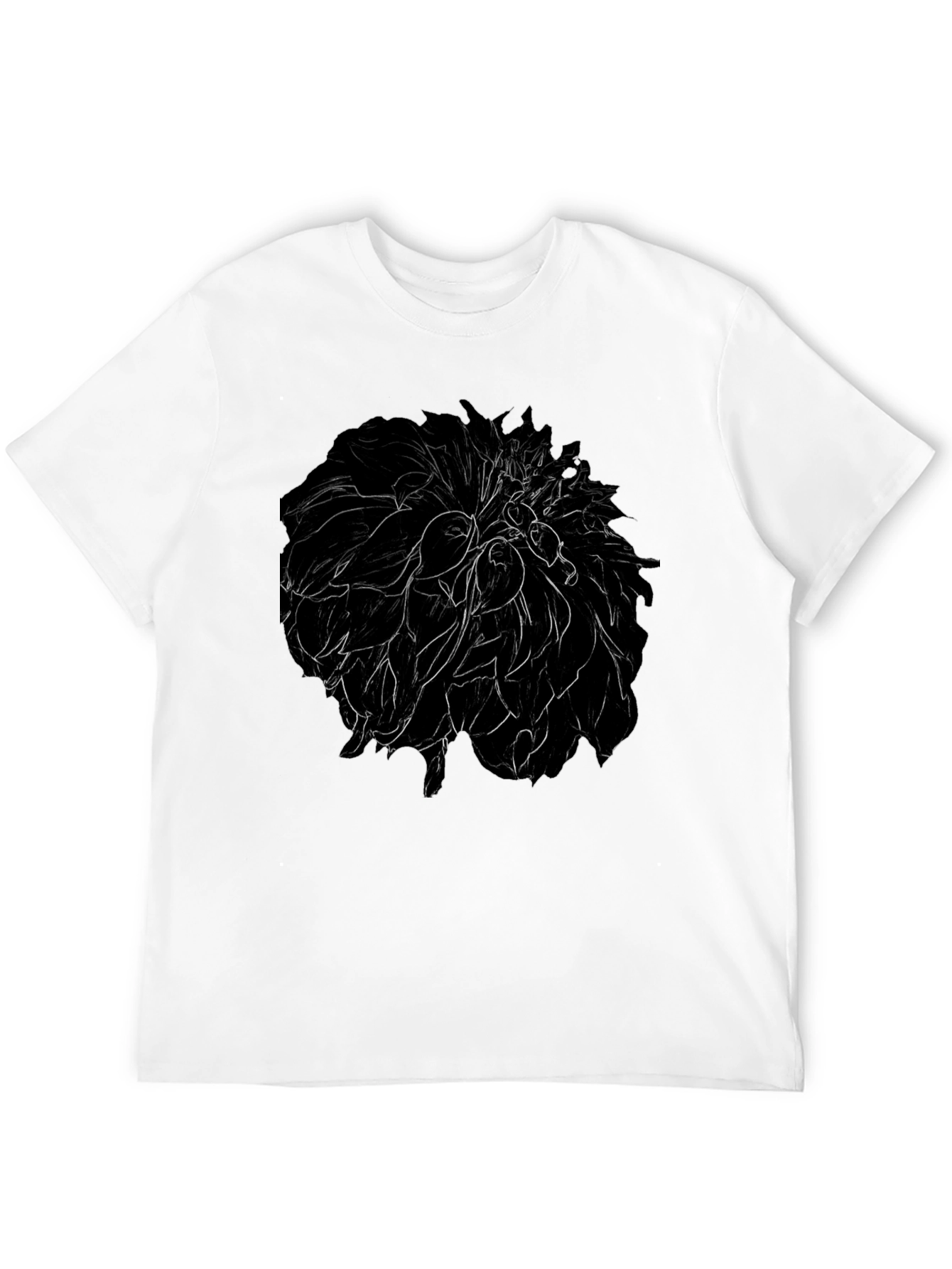 Floral Sketch Mens Black T-Shirt
