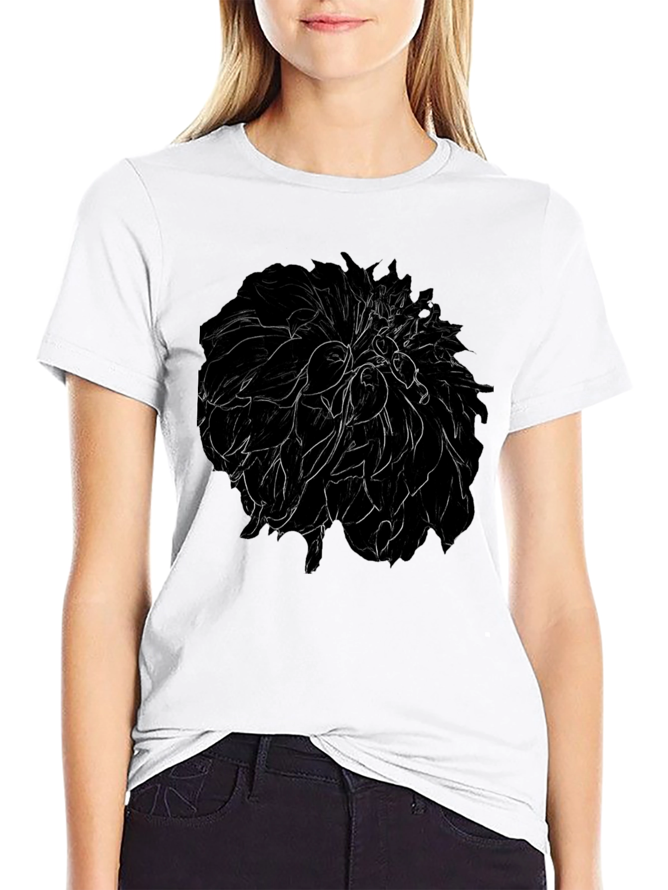 Floral Sketch Mens Black T-Shirt