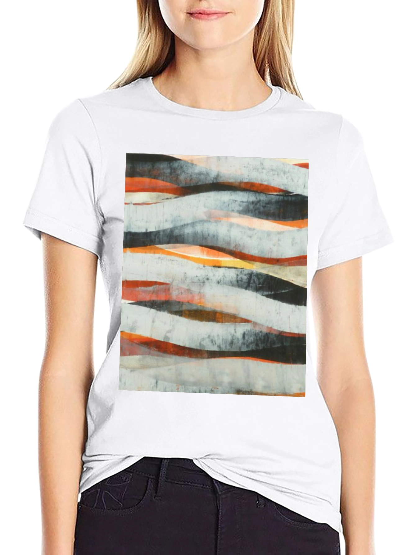 Abstract Wave Art Black T-Shirt - Modern Graphic Tee