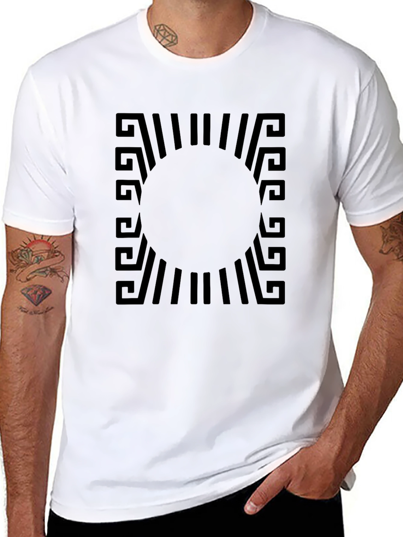 Modern Geometric Black Graphic T-Shirt