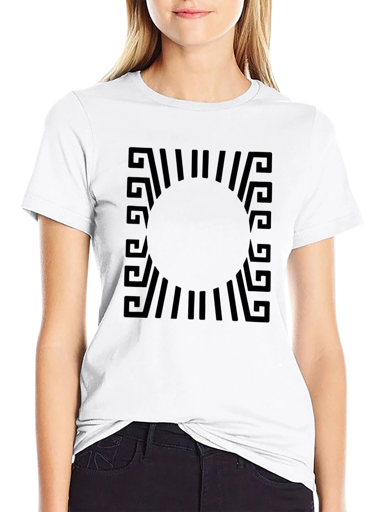 Modern Geometric Black Graphic T-Shirt