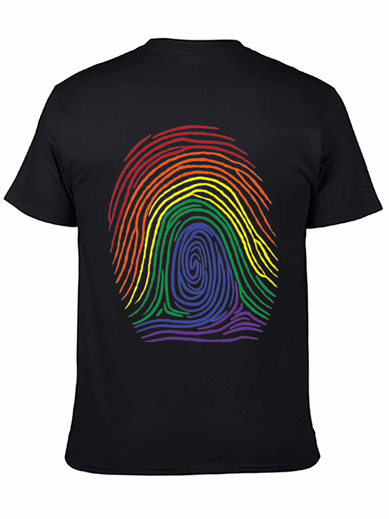 LGBTQ Rainbow Fingerprint Black T-Shirt