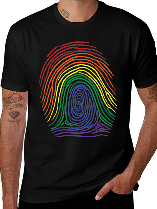 LGBTQ Rainbow Fingerprint Black T-Shirt