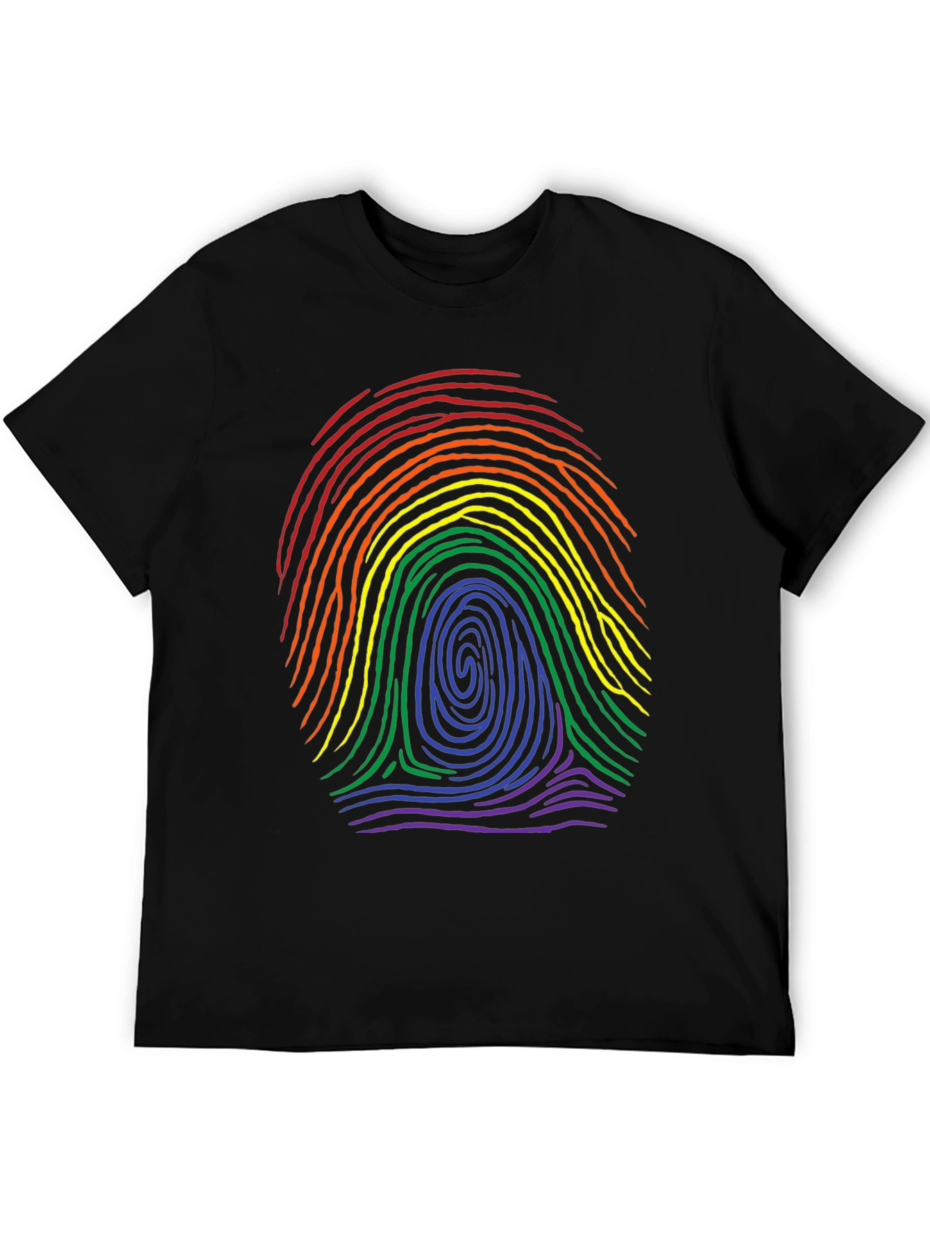 LGBTQ Rainbow Fingerprint Black T-Shirt