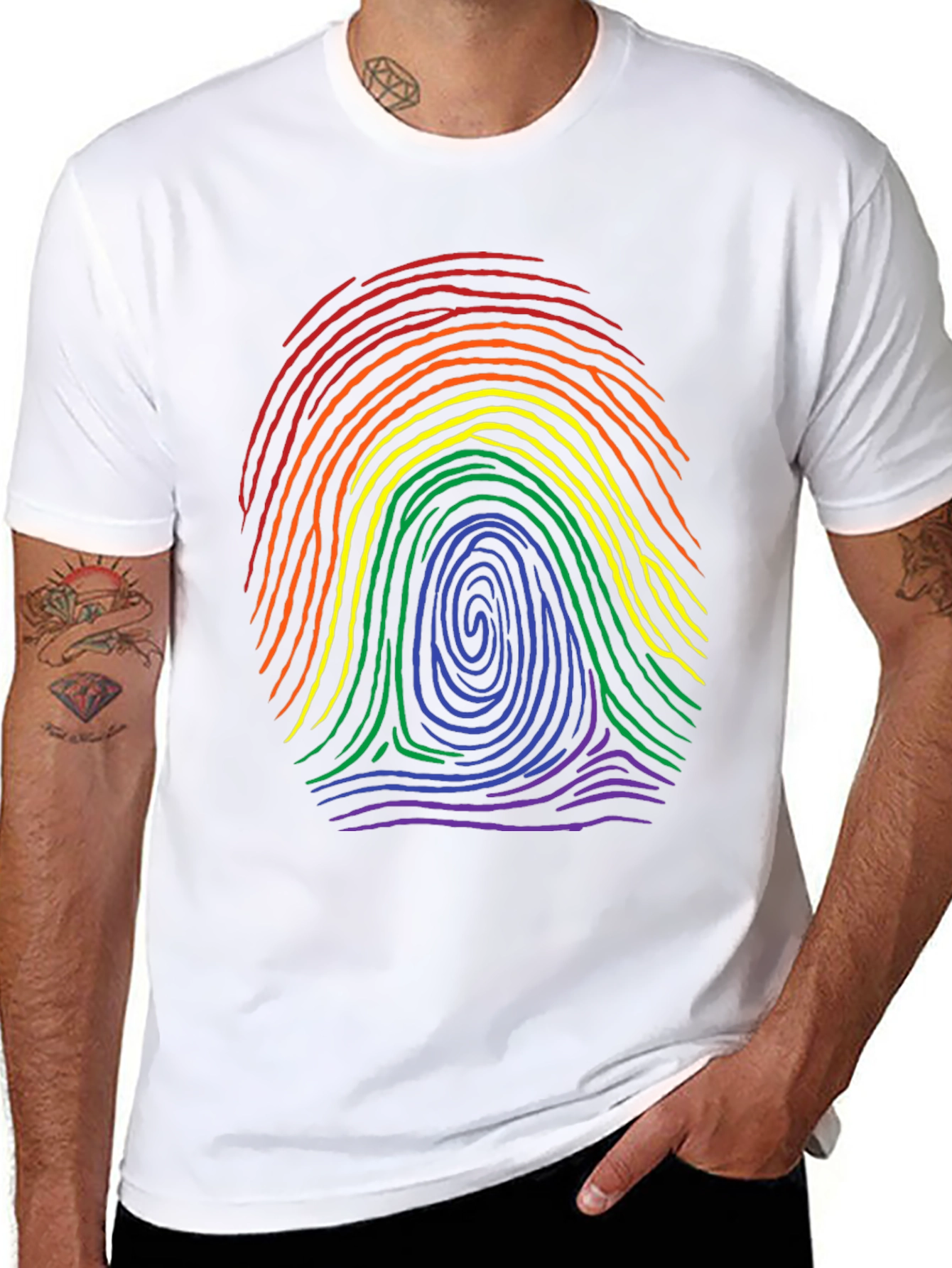 LGBTQ Rainbow Fingerprint Black T-Shirt