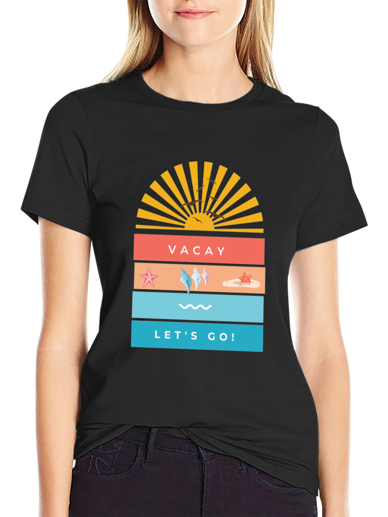 Vacay Lets Go! T-Shirt | Summer Beach Graphic Tee