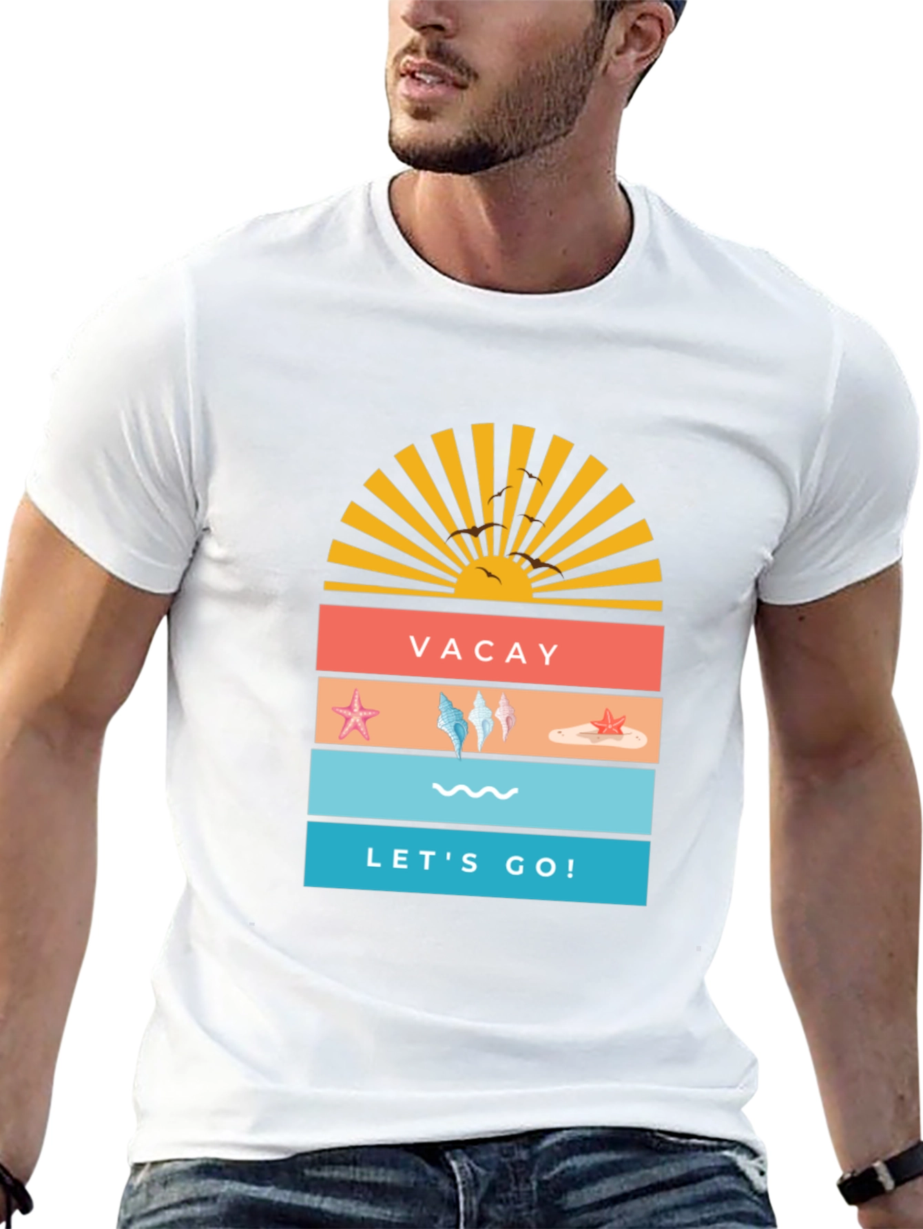 Vacay Lets Go! T-Shirt | Summer Beach Graphic Tee