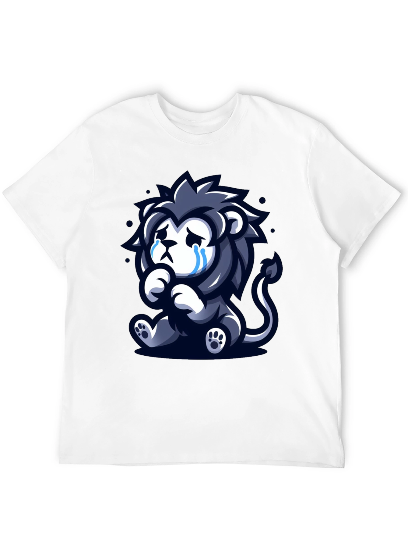 Sad Lion Graphic Tee - Black Cotton T-Shirt