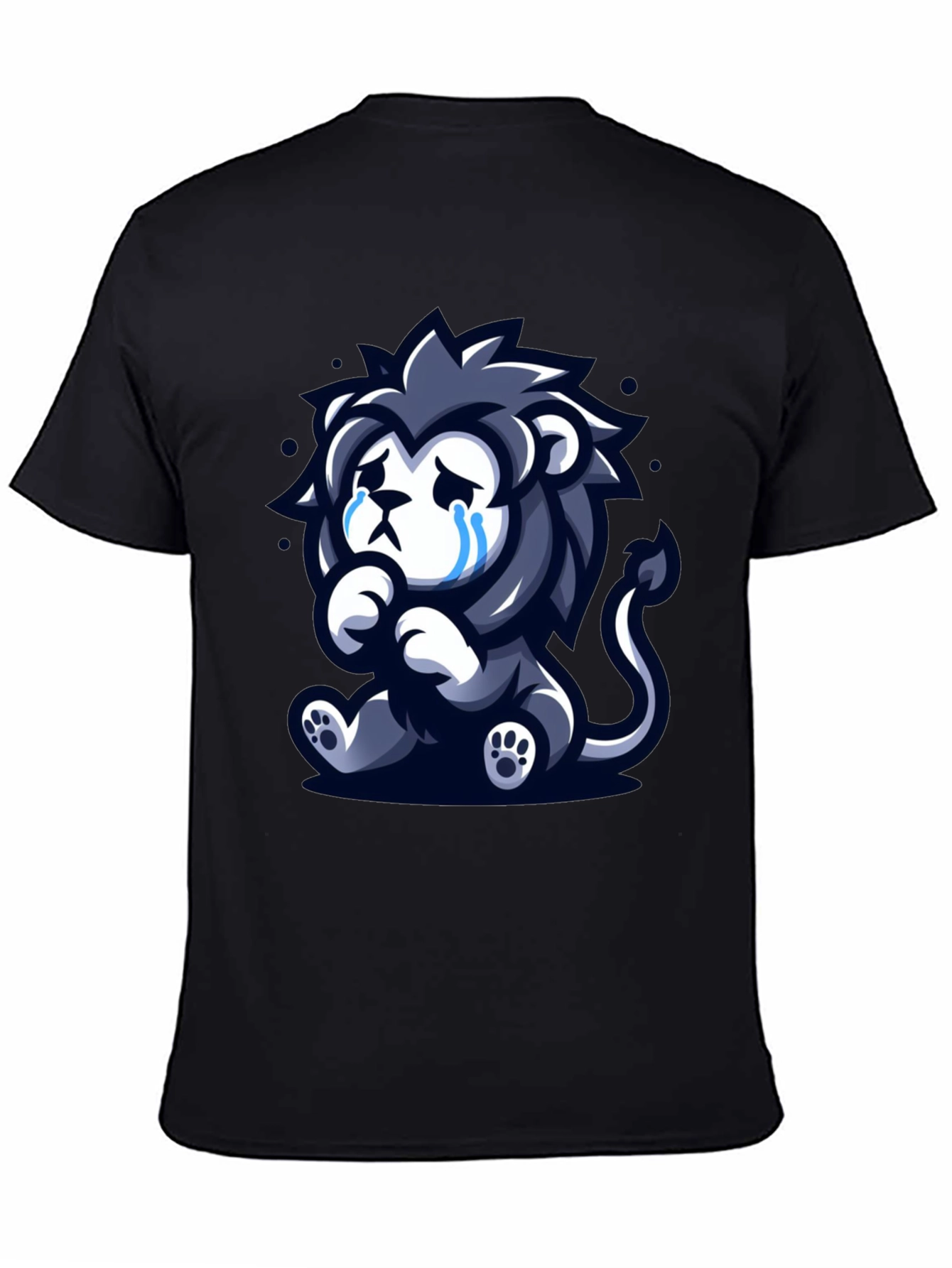 Sad Lion Graphic Tee - Black Cotton T-Shirt