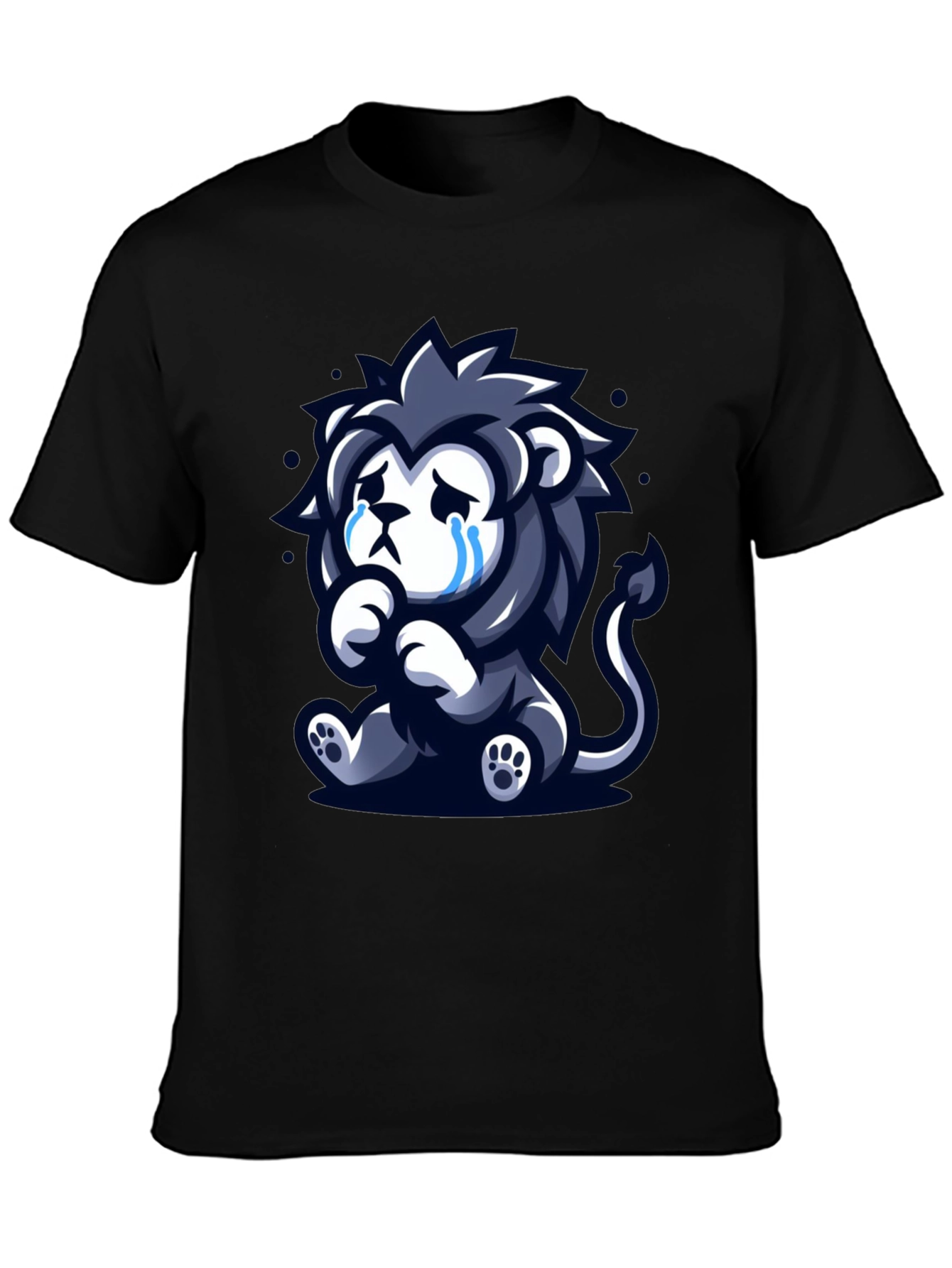 Sad Lion Graphic Tee - Black Cotton T-Shirt