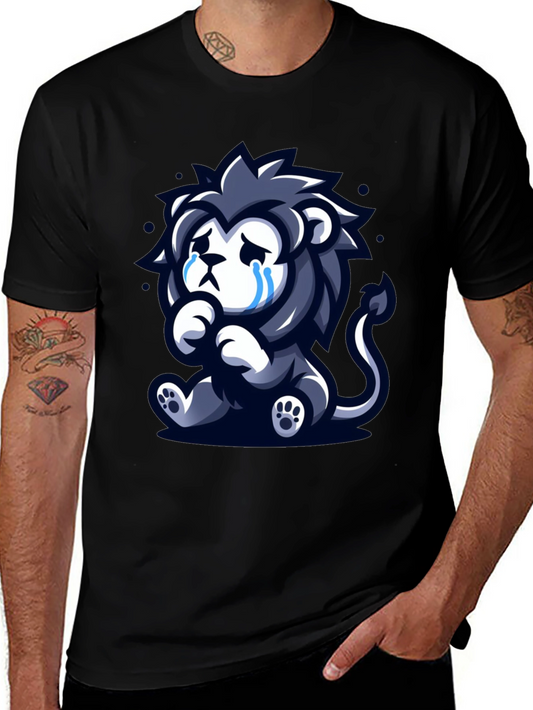 Sad Lion Graphic Tee - Black Cotton T-Shirt