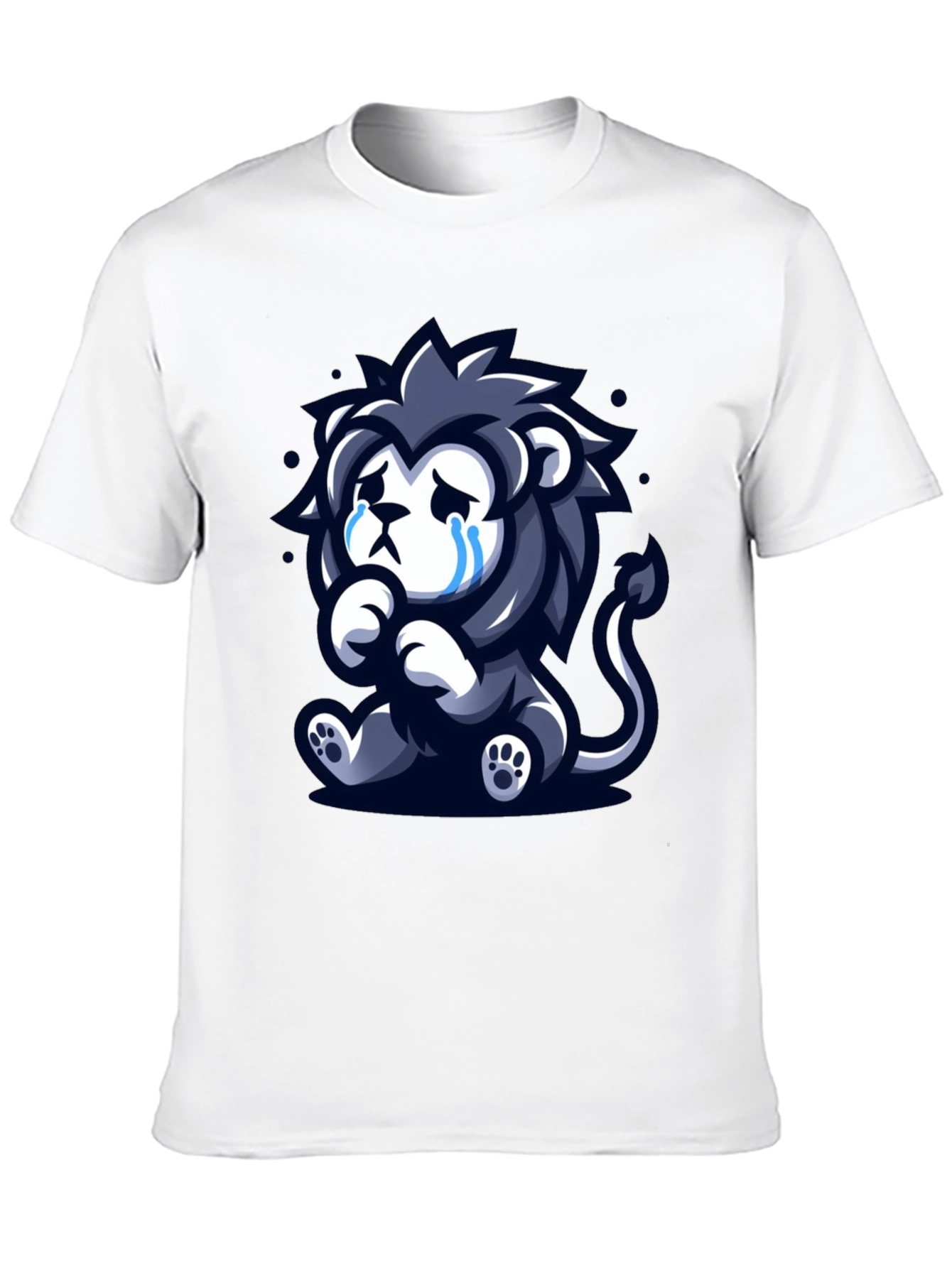 Sad Lion Graphic Tee - Black Cotton T-Shirt