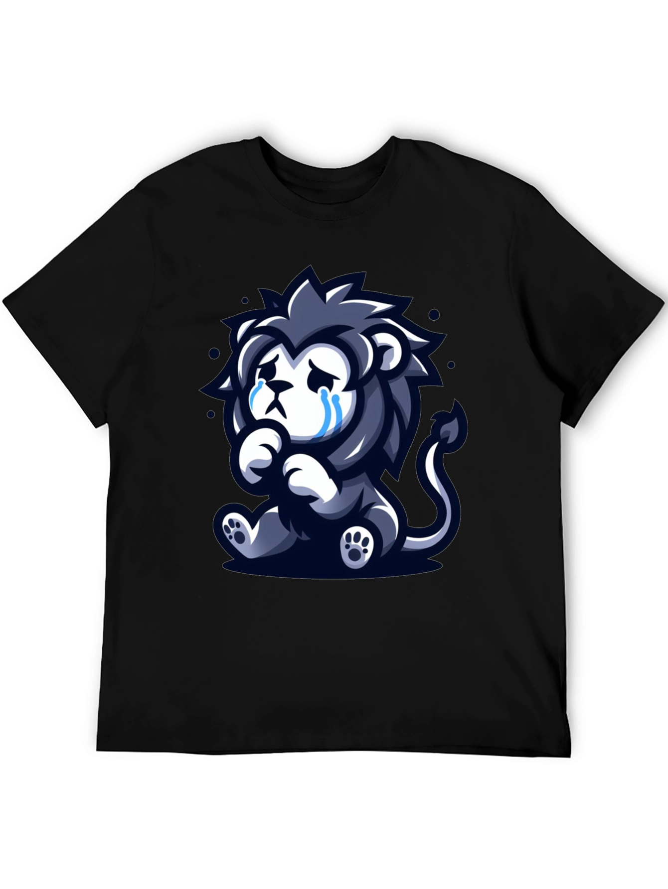 Sad Lion Graphic Tee - Black Cotton T-Shirt