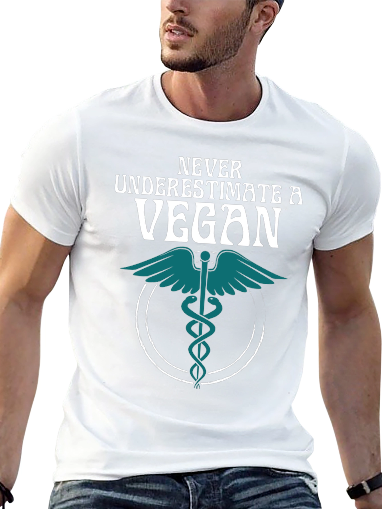 Never Underestimate a Vegan T-Shirt Caduceus Symbol