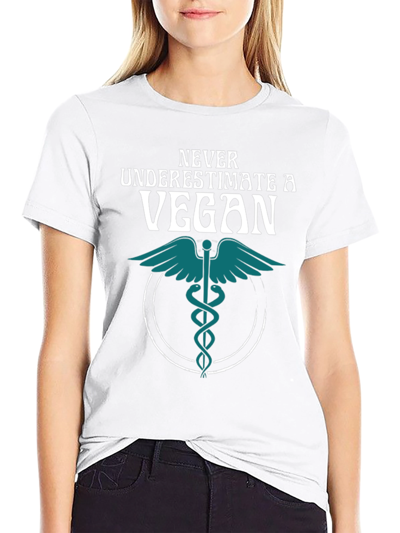 Never Underestimate a Vegan T-Shirt Caduceus Symbol