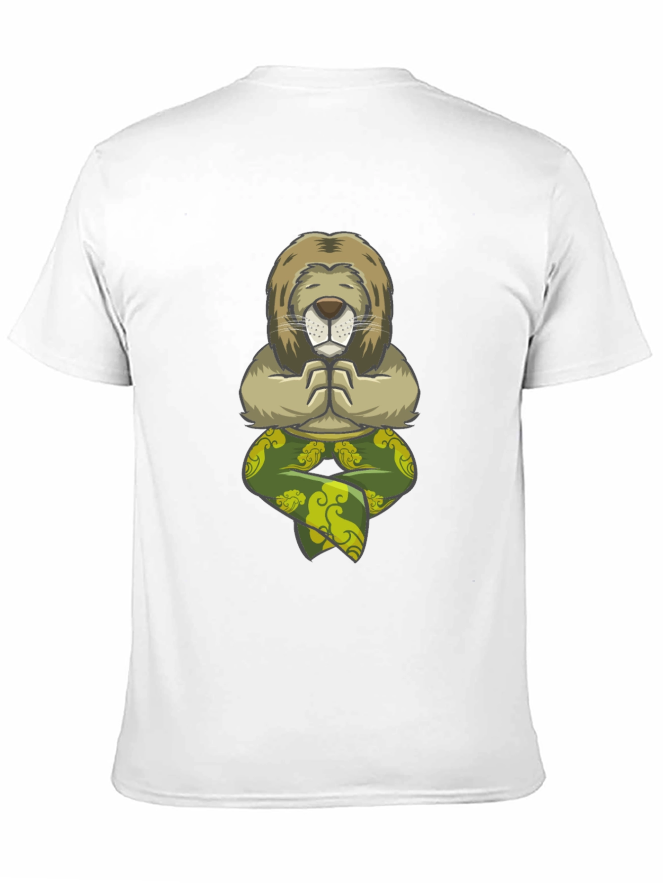 Meditating Lion Graphic Tee - Black Cotton T-Shirt