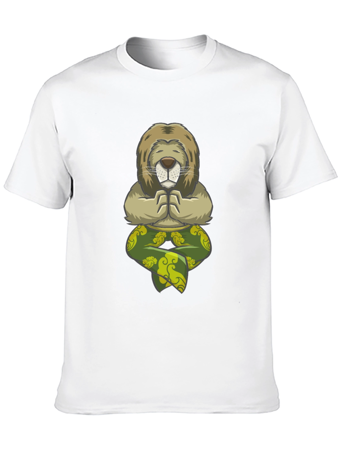 Meditating Lion Graphic Tee - Black Cotton T-Shirt