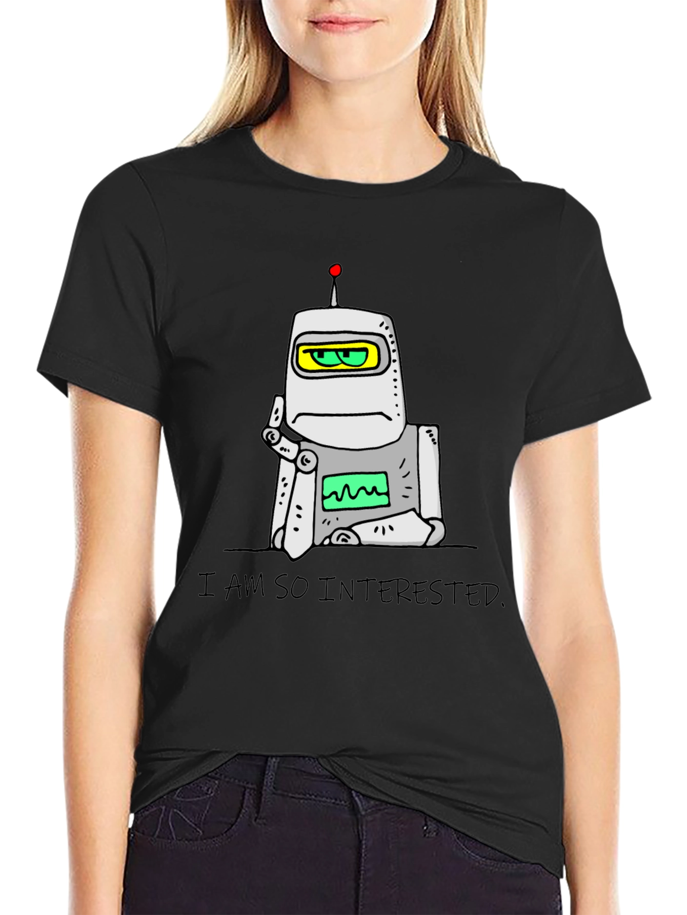 Interested Robot Graphic T-Shirt