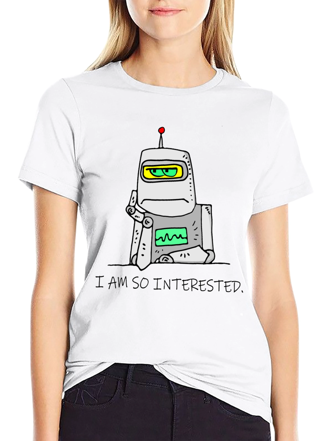 Interested Robot Graphic T-Shirt