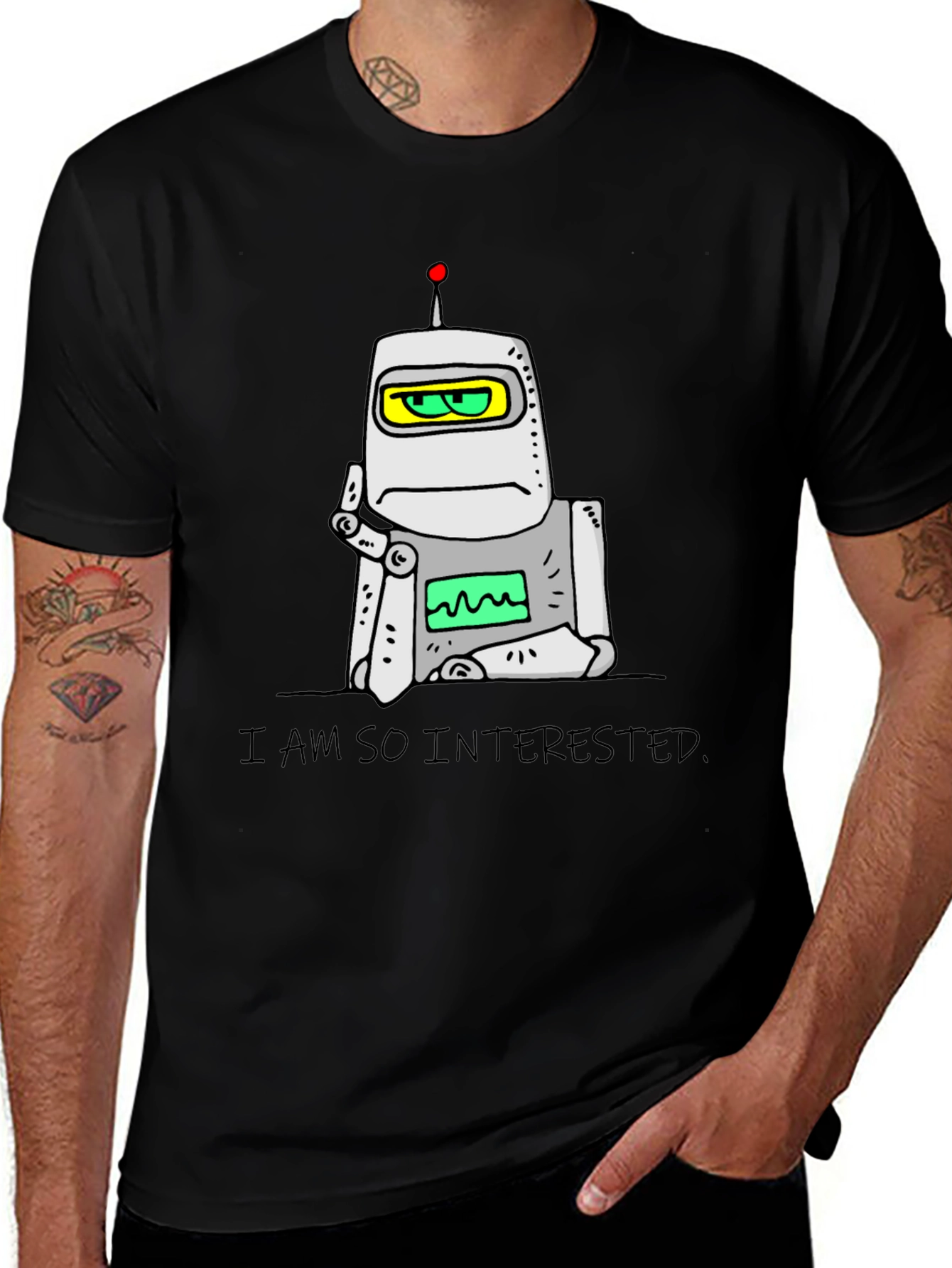 Interested Robot Graphic T-Shirt