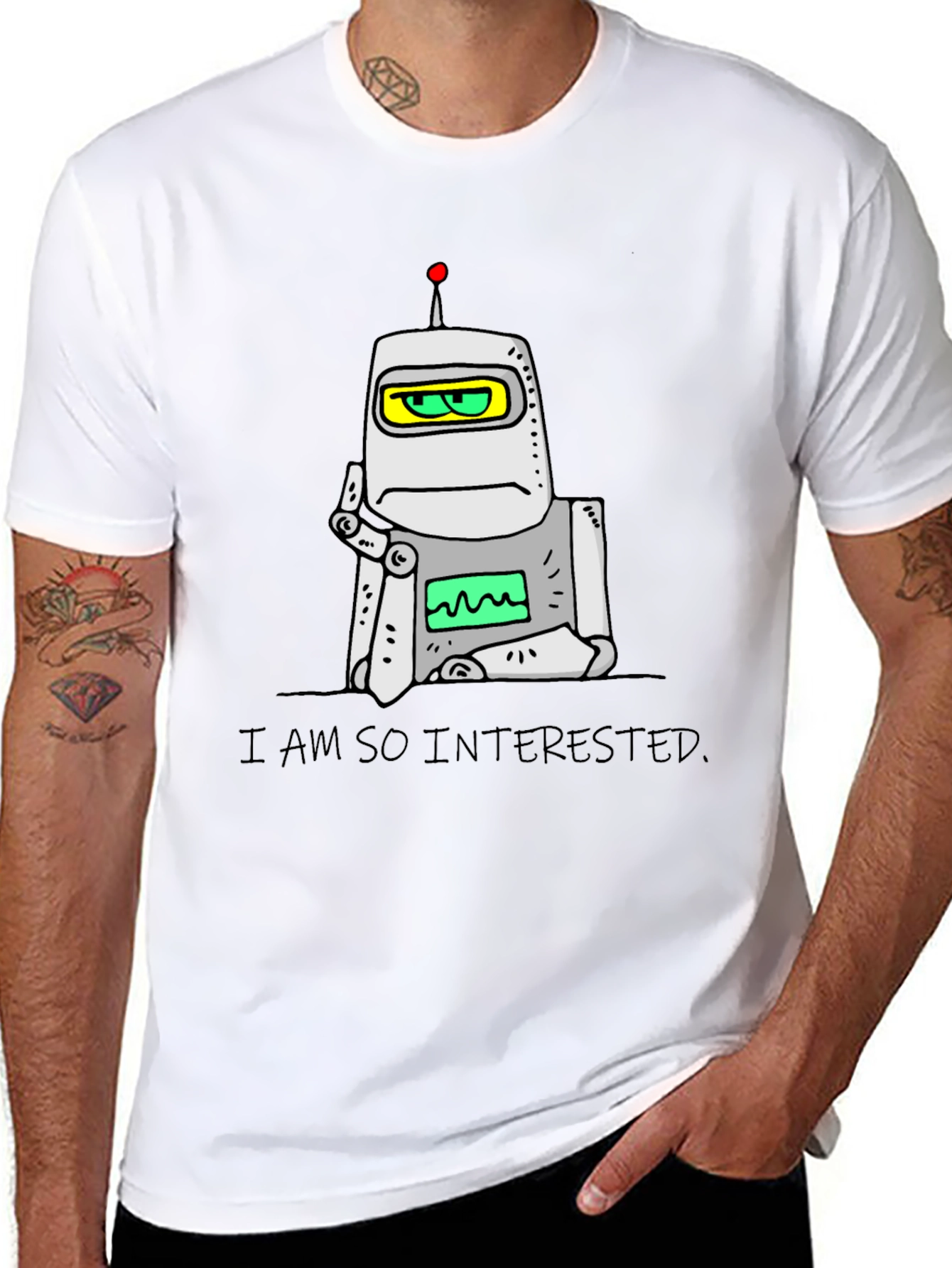 Interested Robot Graphic T-Shirt