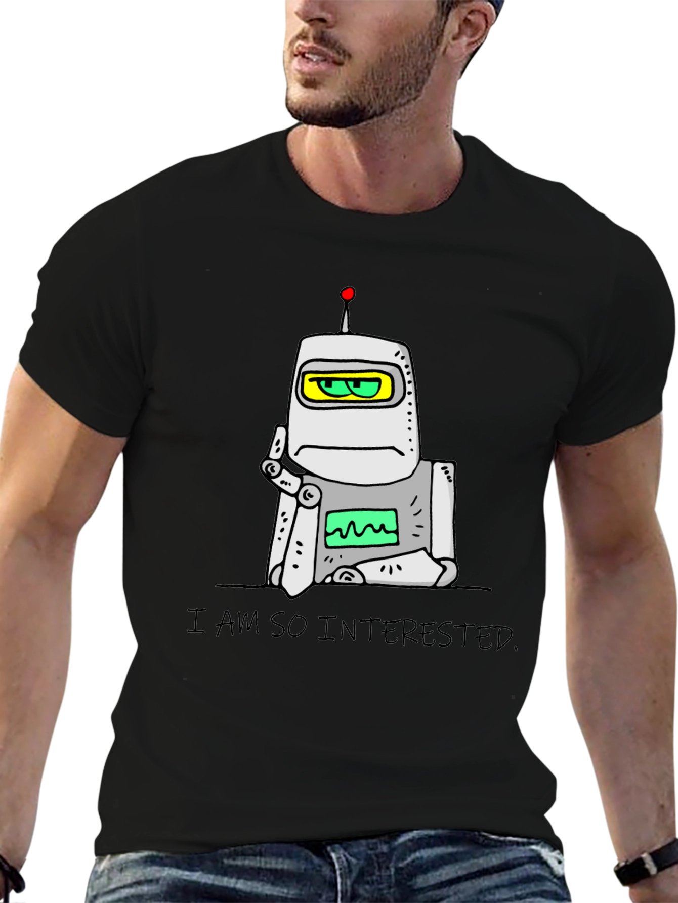 Interested Robot Graphic T-Shirt