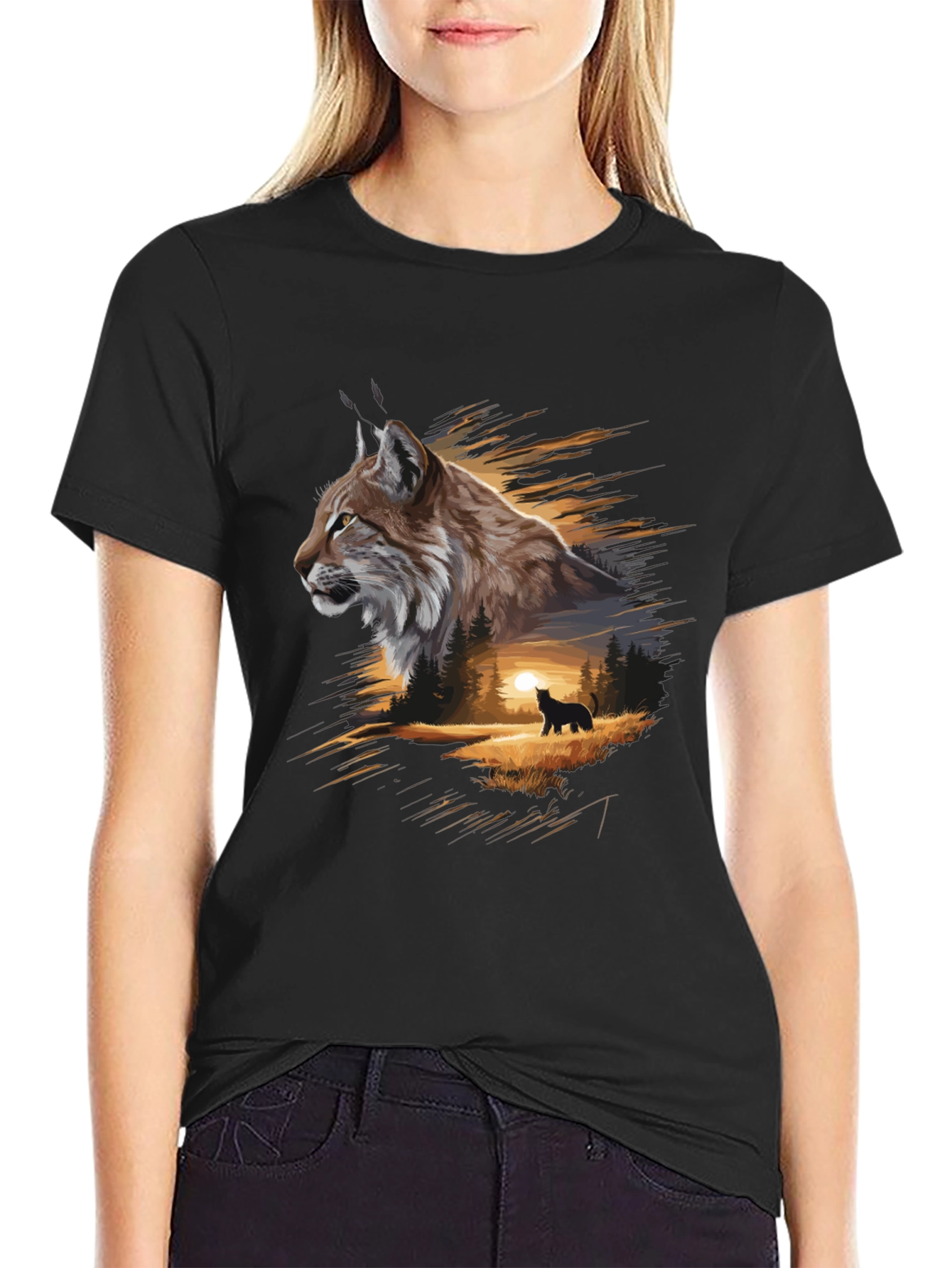Lynx Forest T-Shirt: Nature-Inspired Graphic Tee