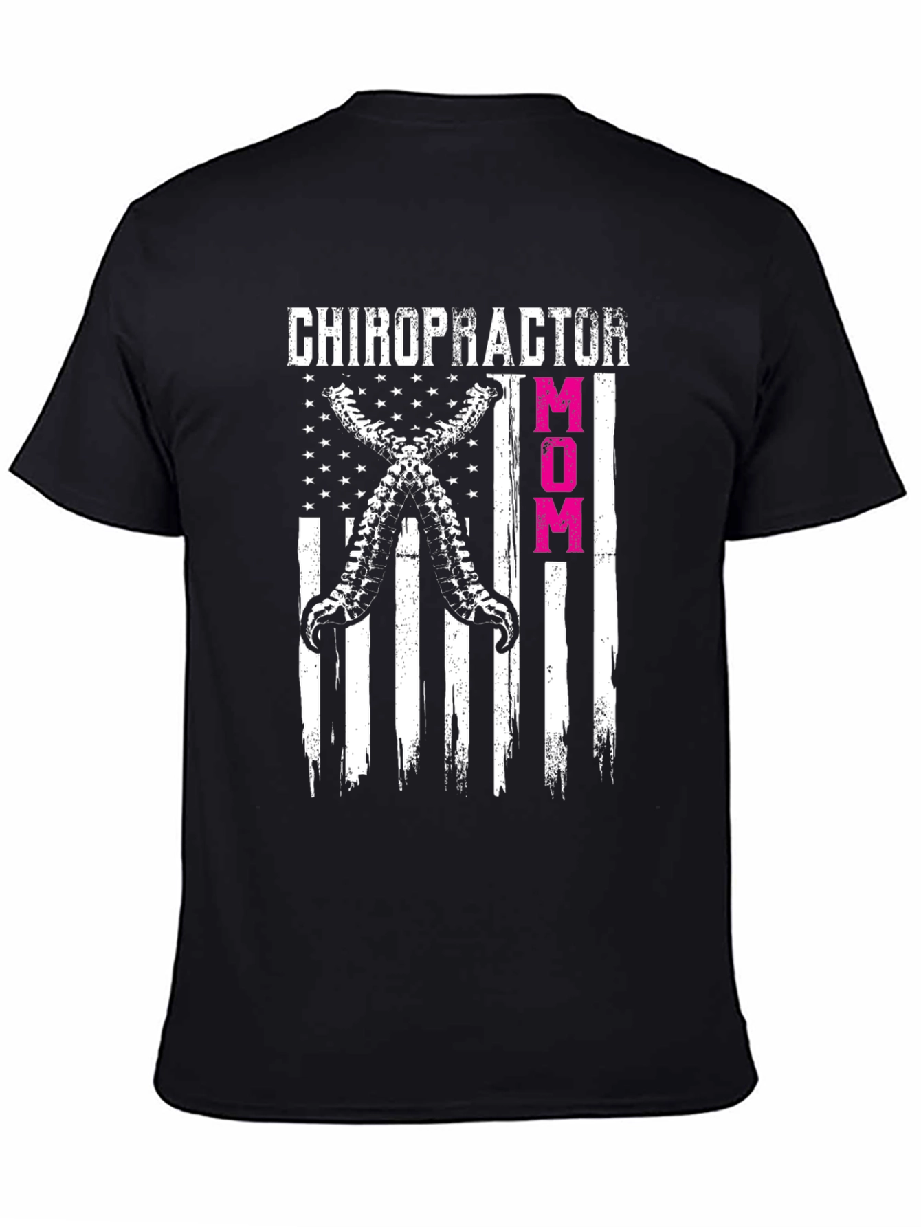 Chiropractor Mom American Flag Graphic T-Shirt