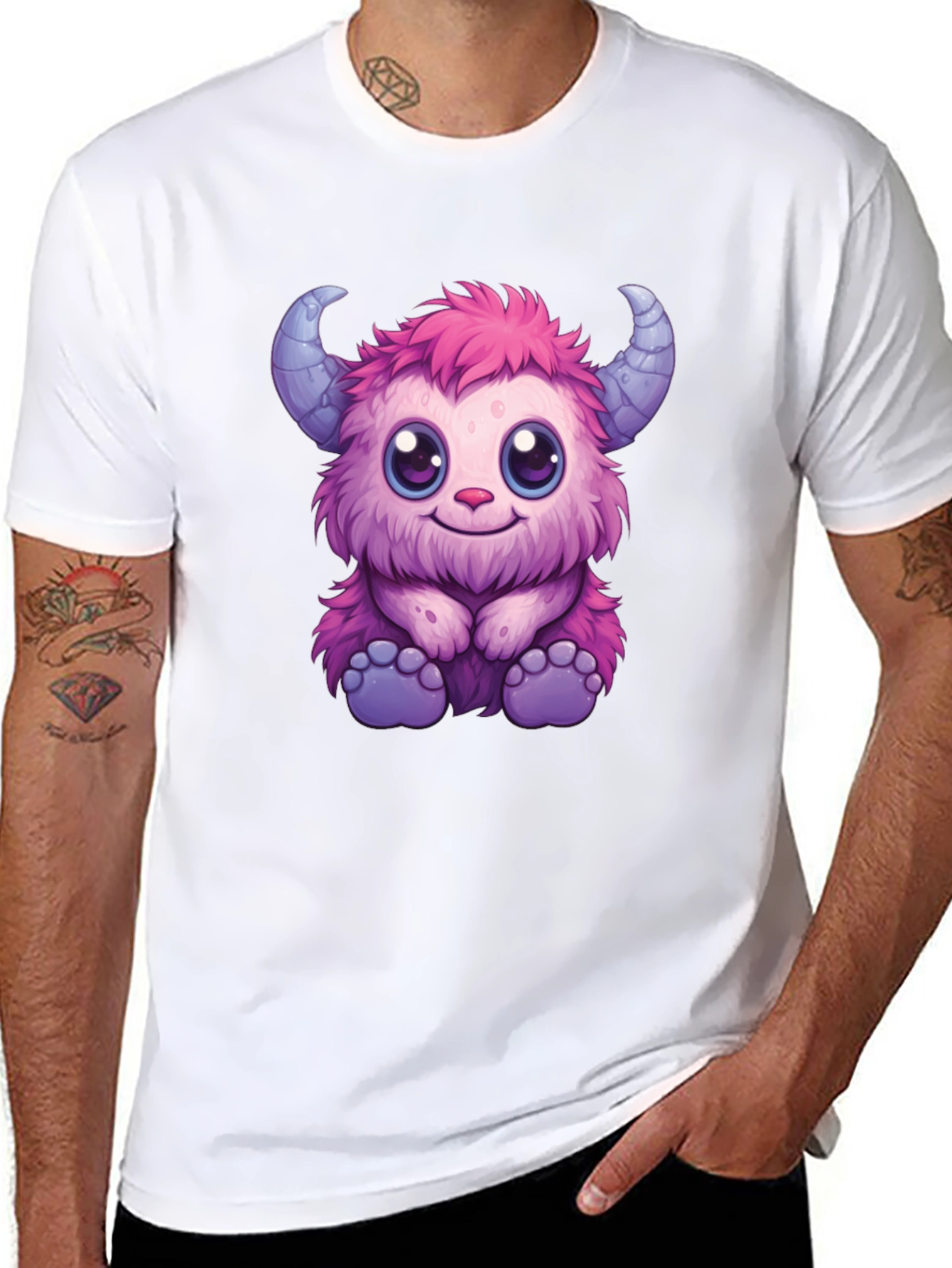 Cute Monster Graphic Tee - Black
